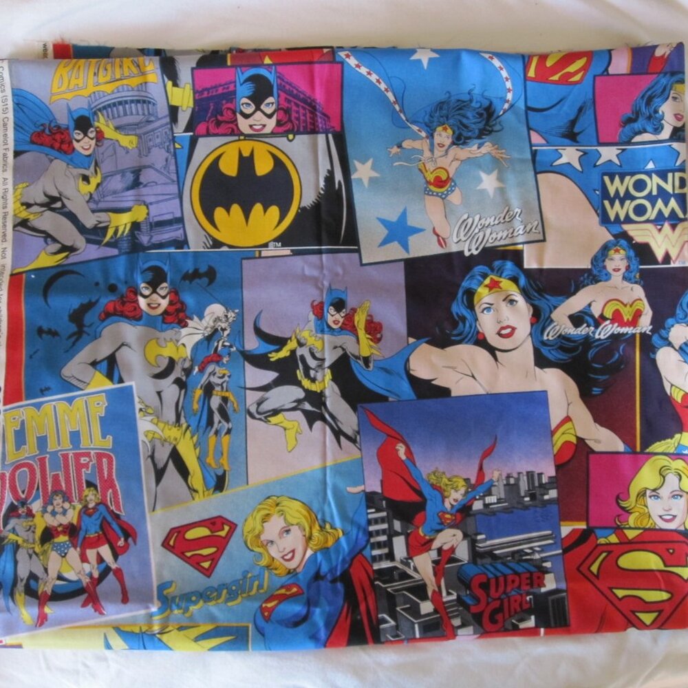New 88"x144" DC Comics Fabric Section: Femme Power- Wonder Woman, Batgirl, etc.